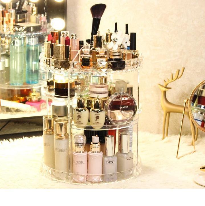 High Quality 360° Rotating Crystal Cosmetic Storage Box