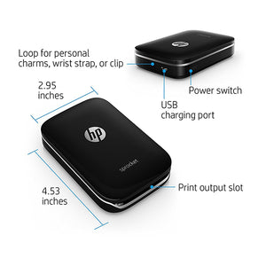 HP SPROCKET PORTABLE PHOTO PRINTER, PRINT SOCIAL MEDIA PHOTOS ON 2X3 STICKY-BACKED PAPER - BLACK