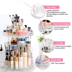 High Quality 360° Rotating Crystal Cosmetic Storage Box